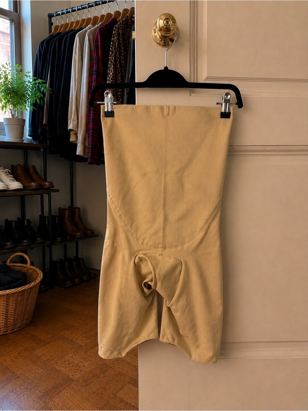 Beige High-Waist Body Shaping Shorts
